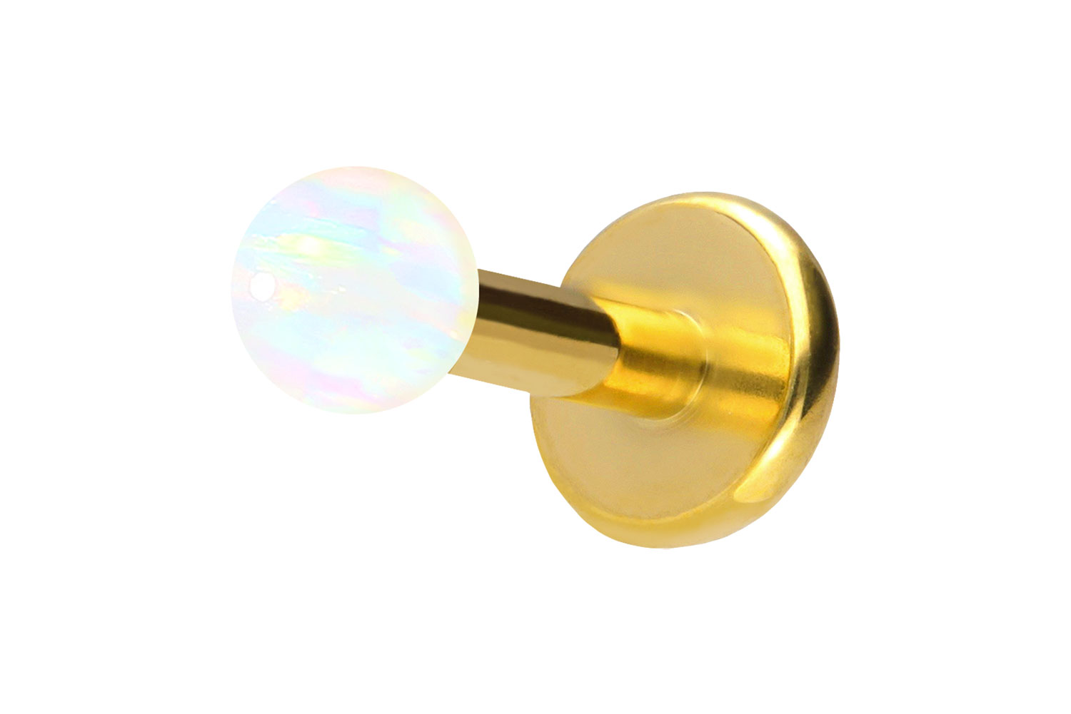 Titan Labret Piercing mit Push Fit SYNTHETISCHER OPAL
